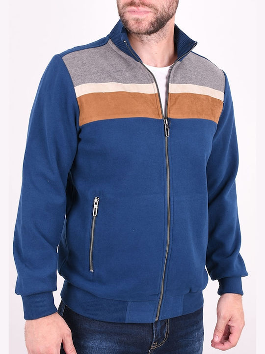 Zen And Zen Men's Cardigan with Zipper Blue