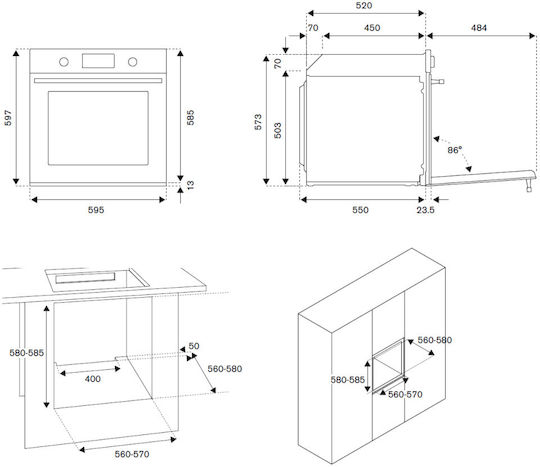 Bertazzoni Einbauofen 76Es B59.7cm.