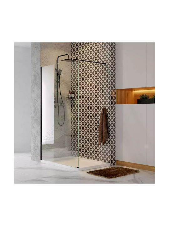 Tema Divider De Verandă Duș 120x195cm Sticlă Transparentă Neagră