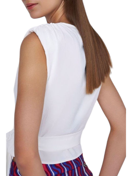 Ale - The Non Usual Casual Women's Summer Blouse Sleeveless with V Neck White