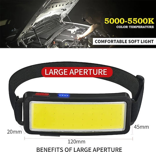 Ideahellas Rechargeable Headlamp LED IP64 with Maximum Brightness 1600lm 5pcs Black