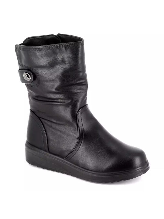 B-Soft Damen Knöchelstiefel mit Pelz Schwarz