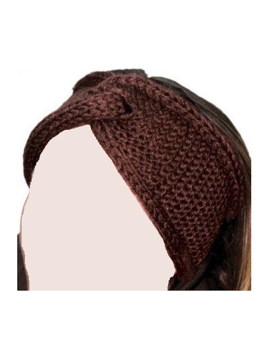 Unisex Headband Πλεκτό σε Καφέ χρώμα