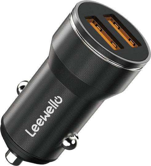 Leewello Auto-Ladegerät 18W mit Anschlüssen: 2xUSB mit Kabel Typ-C,TC-TC Schwarz Farbe