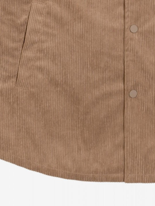 Gianni Lupo Herrenhemd Overshirt Langärmelig Cord Beige