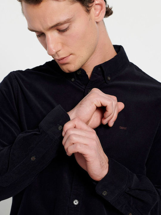 Long-sleeved Corduroy Shirt Navy Blue