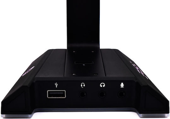 Eksa EK210125B Desk Mounted Headphone Stand with LED Lighting and USB Port Black