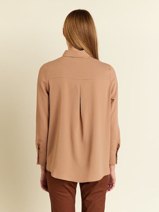 Forel Langärmelig Damen Hemd Beige