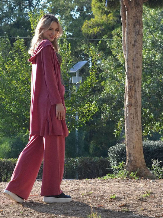 Tweet With Love Long Women's Knitted Cardigan Fuchsia