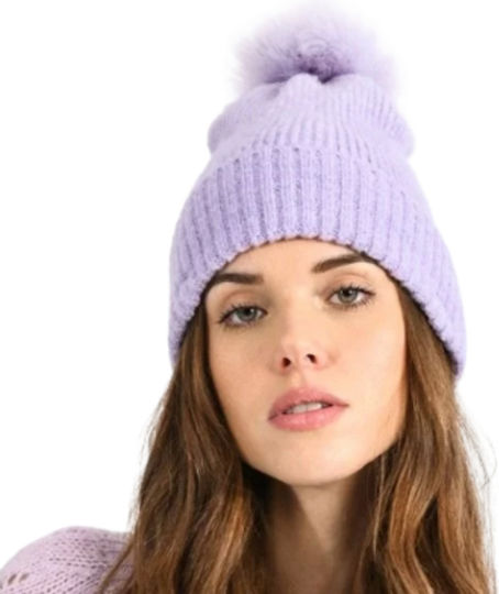 Beanie Γυναικείος Σκούφος Πλεκτός σε Μωβ χρώμα