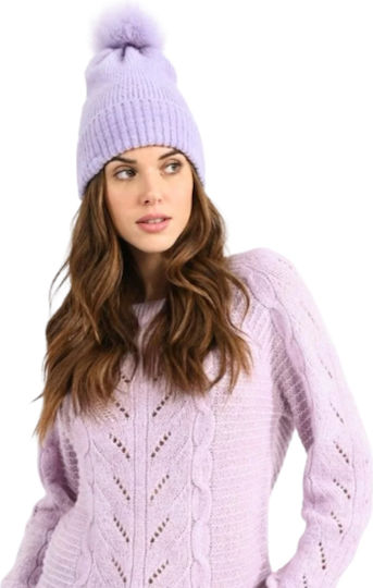 Beanie Γυναικείος Σκούφος Πλεκτός σε Μωβ χρώμα