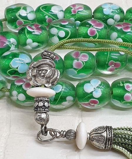 Roloi Komboloi Glass Worry Beads Green 33cm