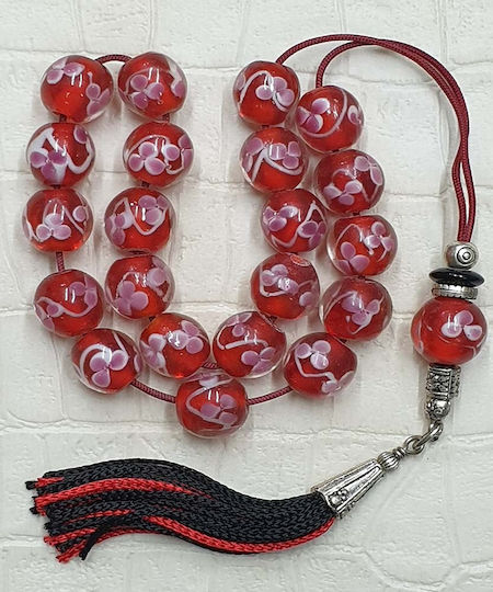Roloi Komboloi Glass Worry Beads with 12 Beads Red 33cm
