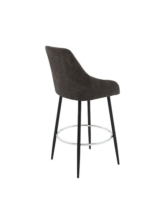 Stool Bar with Backrest Metallic Cody Black-Carbon Black 49x51x97cm