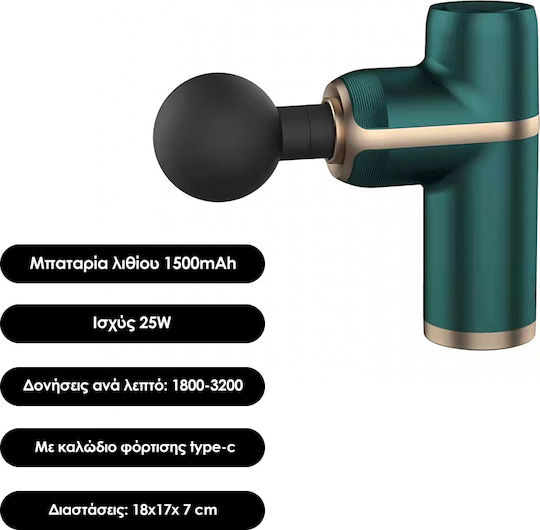 Cenocco Portable Mini Gun Massage for the Legs, the Body & the Hands with Vibration Green