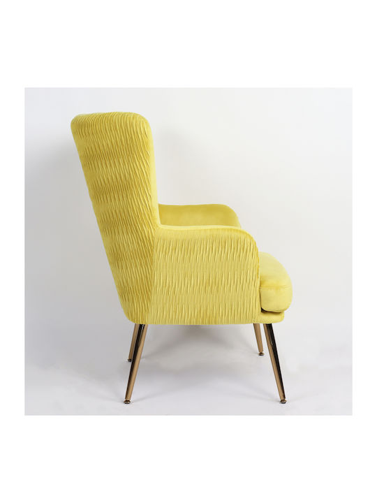 Koldenree Sessel mit Fußhocker Samt Gelb 74x72x91cm