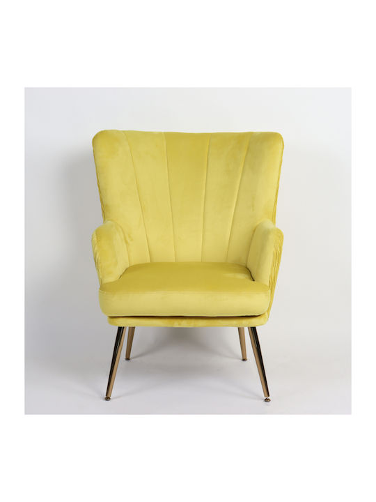 Koldenree Sessel mit Fußhocker Samt Gelb 74x72x91cm