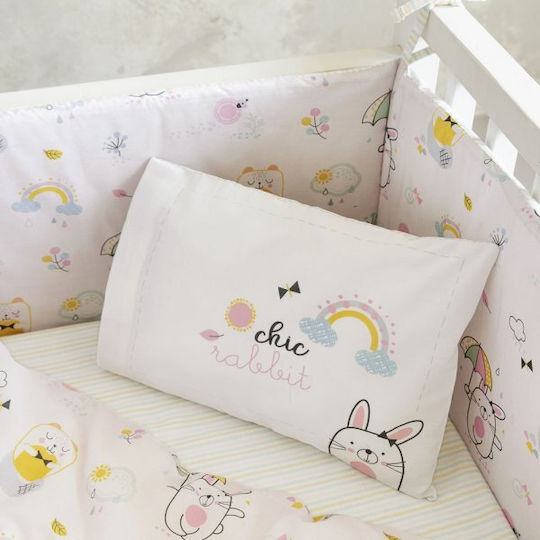 Nima Chic Rabbit Seturi de cearșafuri pentru bebeluși Pentru Cradle Bumbac Roz 70x110buc 2buc