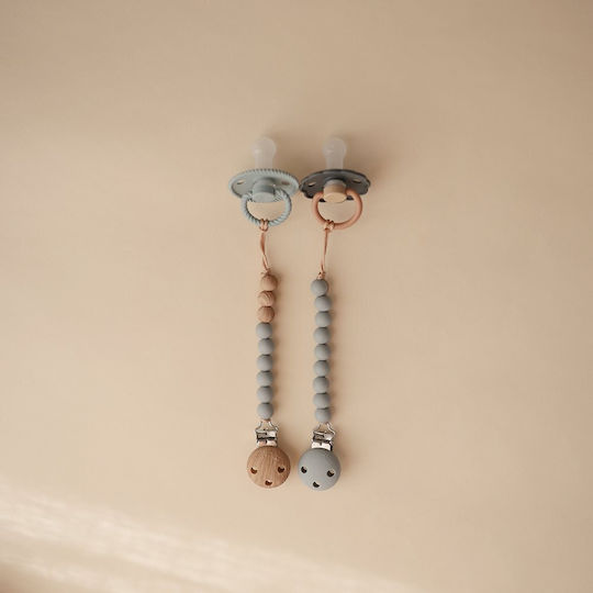 Mushie Chain Pacifier Eva with Beads made of Wood Gray