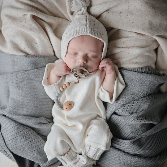 Mushie Chain Pacifier Eva with Beads made of Wood Gray