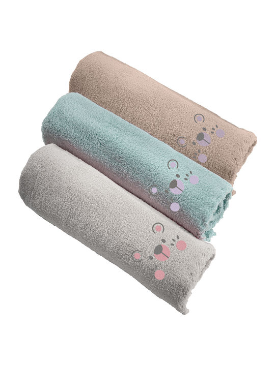 Guy Laroche Blanket Cot Baby Bear Fleece Beige 100x140cm