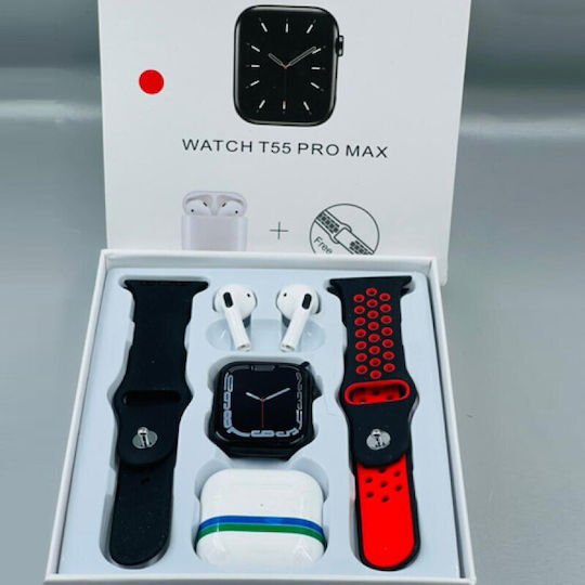 T55 Pro Max Aluminium Smartwatch with Heart Rate Monitor (Black)