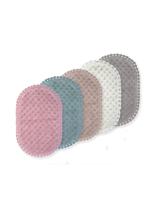 Nef-Nef Homeware Non-Slip Bath Mat Cotton Oval Touch 034261 Ecru 55x85cm
