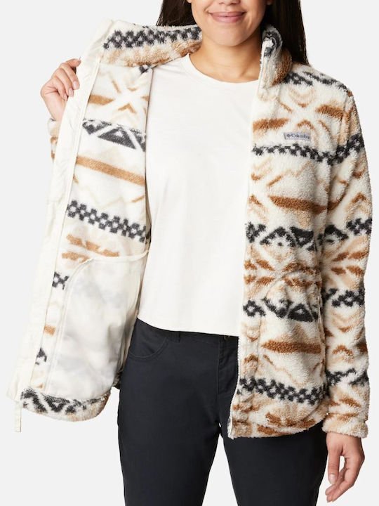 Sherpa Women's Cardigan with Zipper Beige