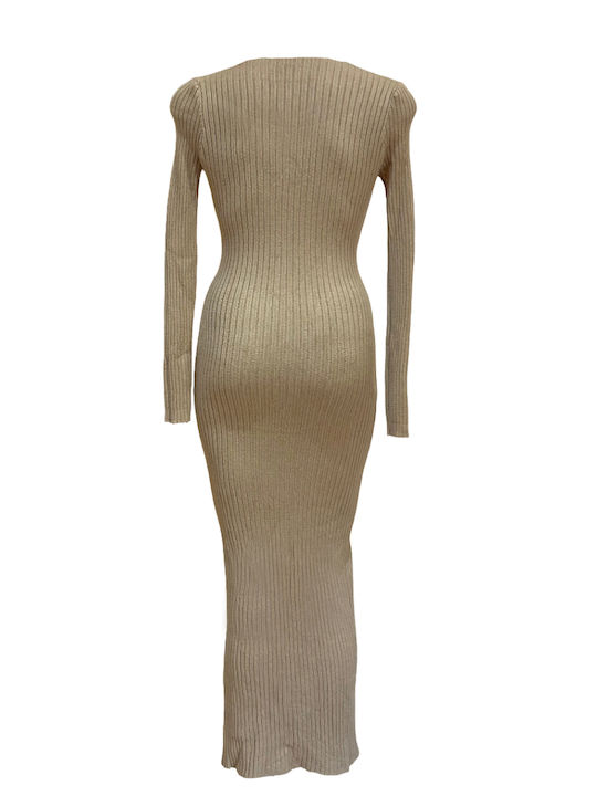 Fashion Vibes Maxi Kleid mit Schlitz Beige