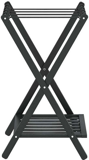 vidaXL Wooden Foldable Hotel Luggage Rack Black W68xD38xH58cm