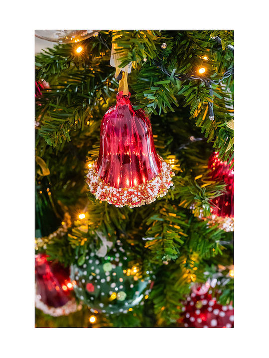 Hängendes Weihnachtsbaumschmuck Glocke Glas Rote 8,3cm Hängendes Weihnachtsbaumschmuck Glocke Glas Rote 8,3cm