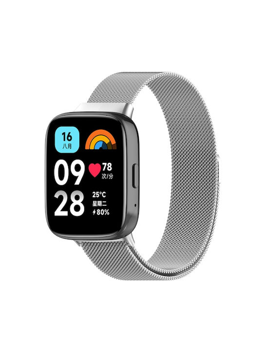 Milan Каишка Неръждаема стомана Сребрист (Redmi Watch 3 Active - Часовник Redmi Watch 3 Active)