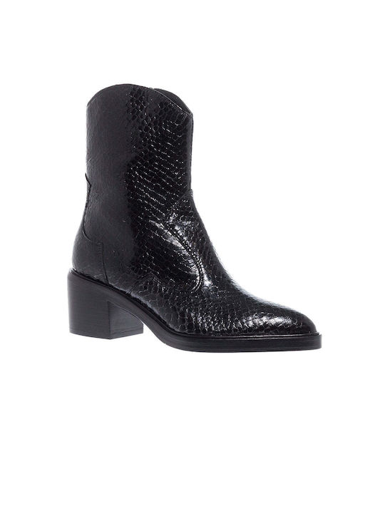 Pons Quintana Women's Leather Medium Heel Boots Black