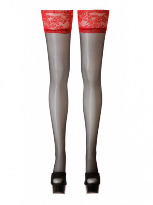 Cottelli Collection Hold-ups Sexy Κάλτσες Κόκκινες