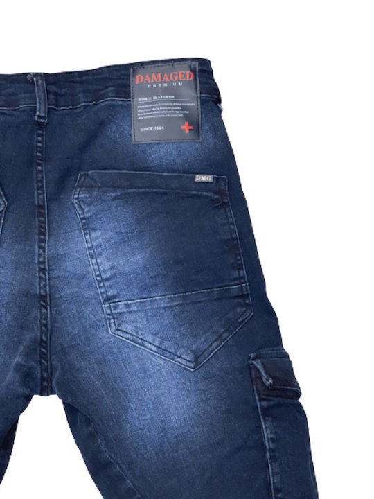 Herren Jeanshosen Cargo Elastisch Slim Fit Blau