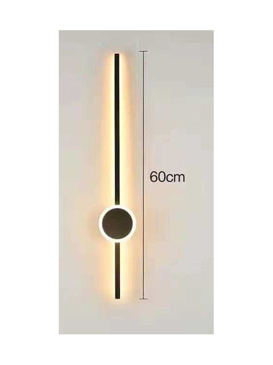 Μοντέρνο Φωτιστικό Τοίχου με Ενσωματωμένο LED και Θερμό Λευκό Φως σε Μαύρο Χρώμα Πλάτους 6cm