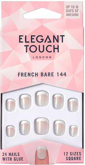 Elegant Touch Nail Tips French in Ecru Color 24pcs 6007460