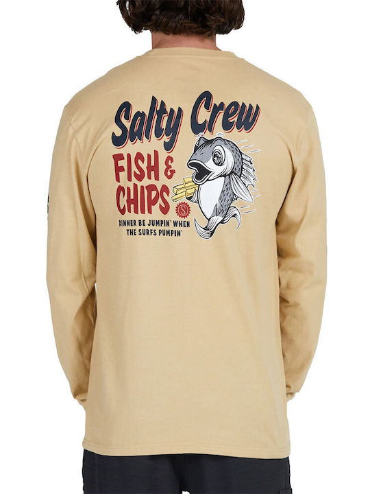 Salty Crew Men's Long Sleeve Blouse Brown