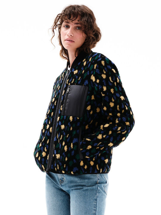 Women's Short Lifestyle Jacket Double Sided Waterproof for Winter Black Print / Black