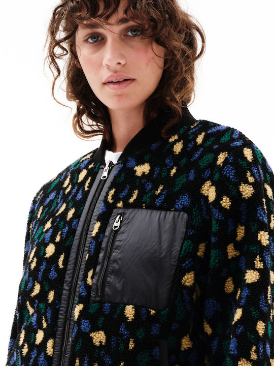 Women's Short Lifestyle Jacket Double Sided Waterproof for Winter Black Print / Black
