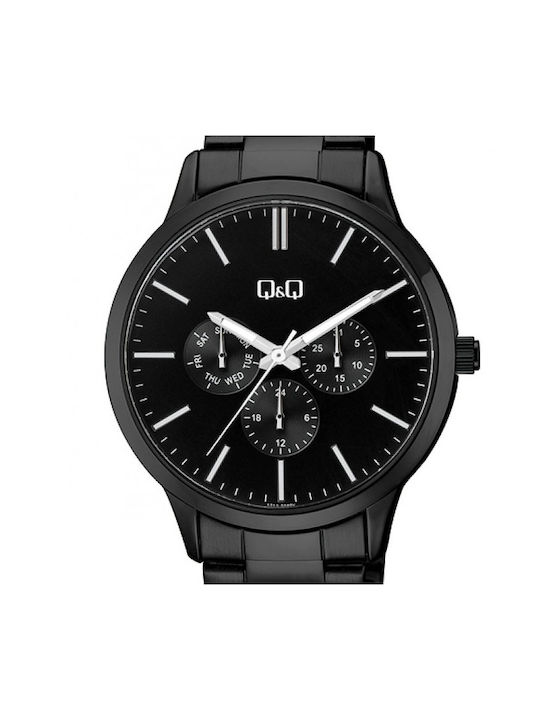 Q&Q Watch Battery with Black Metal Bracelet