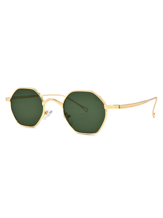 Awear Sunglasses with Gold Metal Frame and Green Lens