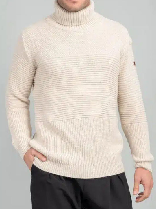 Vittorio Artist Herren Langarm-Pullover Rollkragen Beige