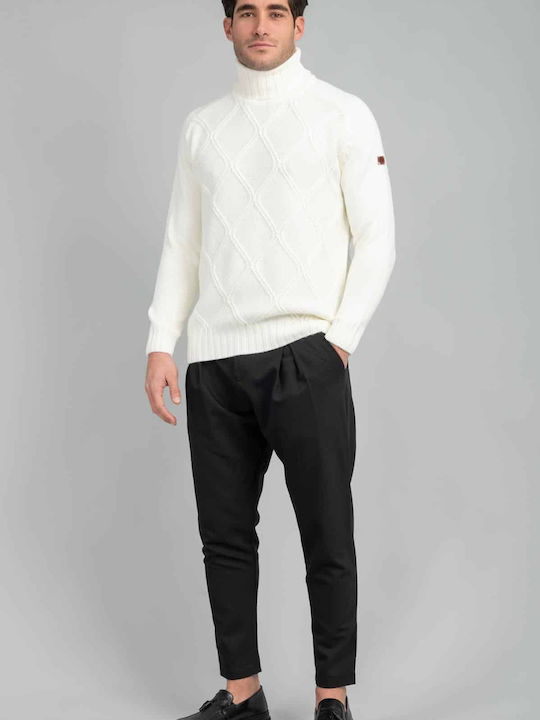 Vittorio Artist Men's Long Sleeve Sweater Turtleneck White