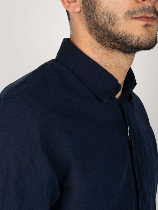 Vittorio Artist Men's Shirt Long Sleeve Navy Blue