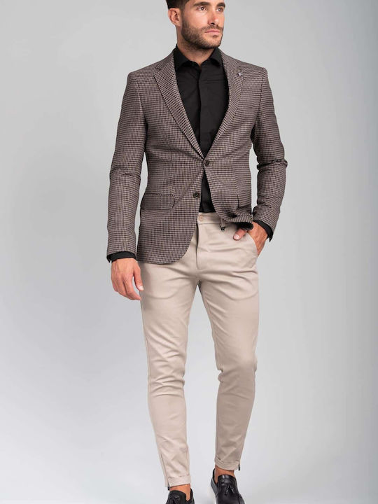 Vittorio Men's Suit Jacket Slim Fit Brown