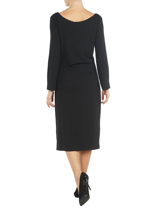 Molly Bracken Ladies Midi Dress Knitted Black