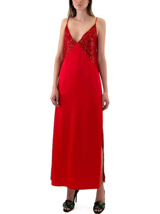 Dolce Domenica Dress Women Dolce Domenica Σατέν με Παγιέτες Φόρεμα Βραδινό Κόκκινο