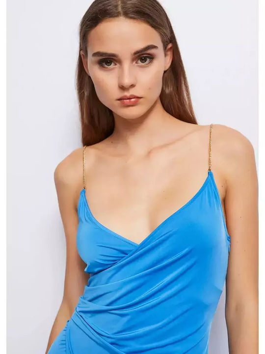 Rochie de Vara Pentru Femei Midi de Seara Cu Deschizătură Culoare Albastru