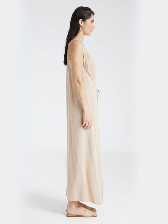 Summer Maxi Evening Wrap Beige Dress